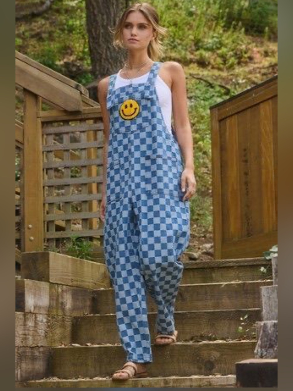 Oddi smiley face checkered overalls size 3x nwt